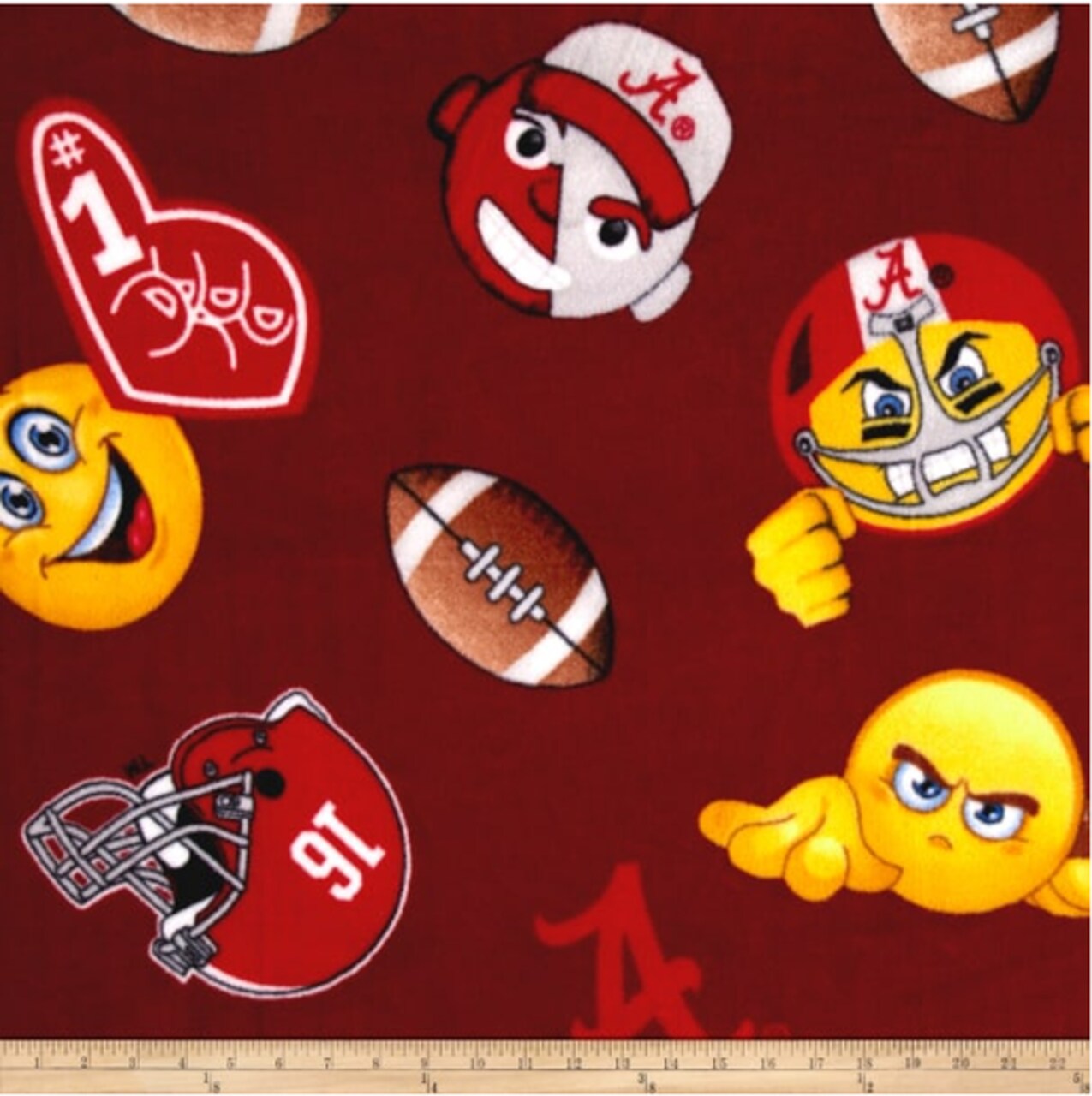 Licensed NCAA University of Alabama Emoji Fleece AL-1126 Fabric by the Yard